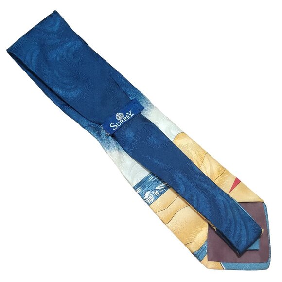 Surrey Mens Necktie Holiday Beach Snowman Christmas Party Vacation Silk Tie - Picture 4 of 7